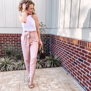 RW&Co Pink high waisted part bag pants